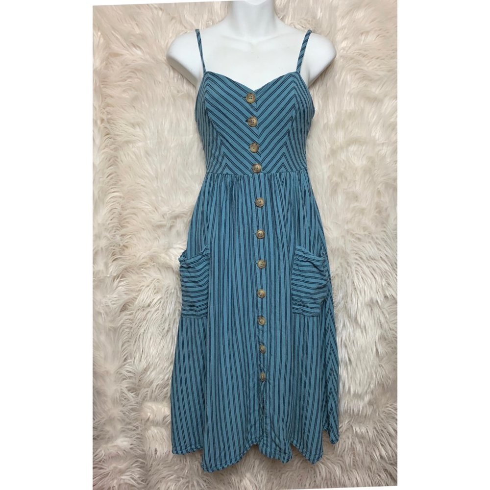 Urban Outfitters Maxi Button Up Linen Blend Dress